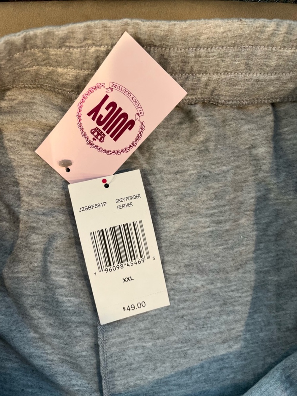 Juicy Couture Light Gray Skirt Kangaroo Pockets with Pink Crown Accent - Picture 6 of 10